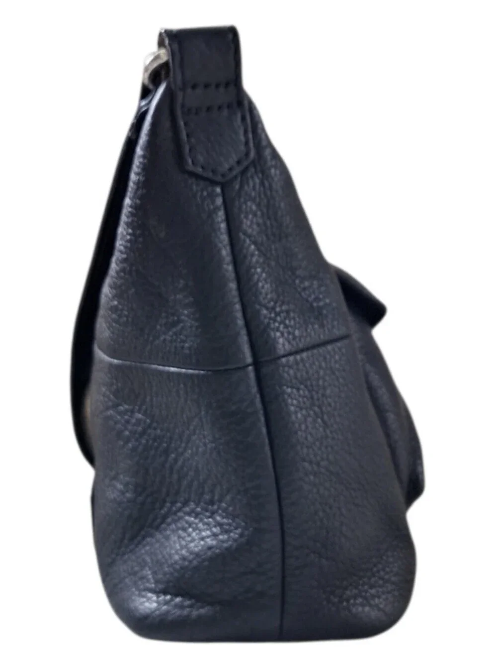 Vintage Fossil Black Pebbled Leather Slouchy Hobo Shoulder Bag Y2K